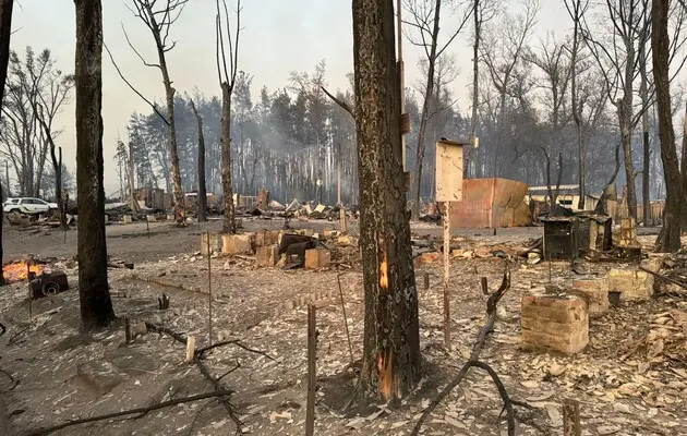 На Харківщині внаслідок лісової пожежі повністю знищено село, в результаті чого загинуло чотири особи.